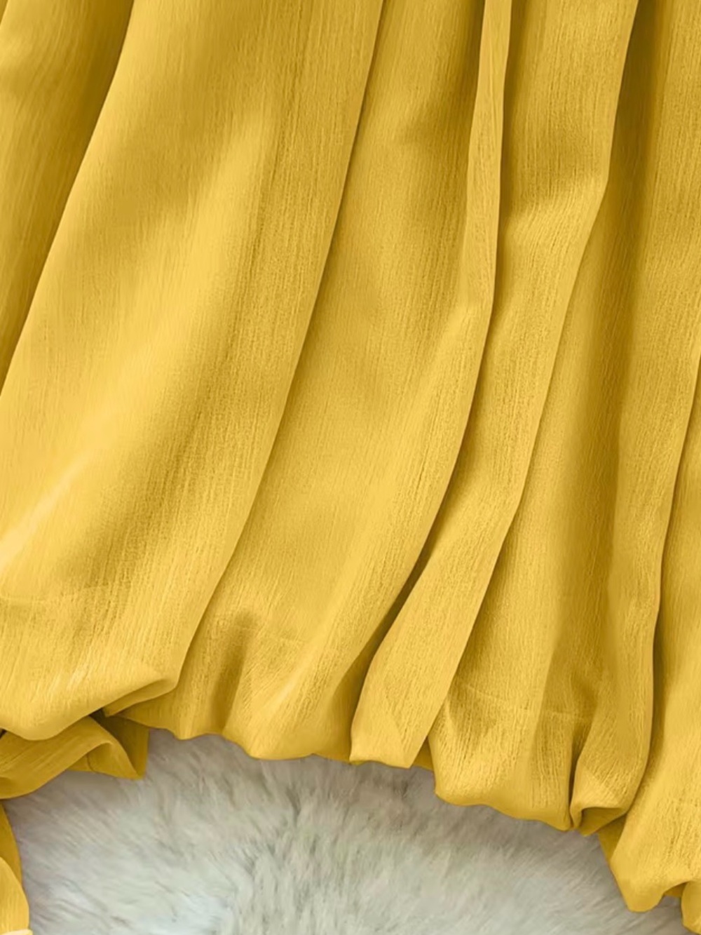 Yellow Ruffle Off-Shoulder Women's Blouse - Picture 2 of 6